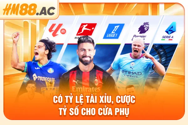 Có tỷ lệ tài xỉu, cược tỷ số cho cửa phụ